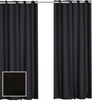 רמיטקס - עיצוב הבית וטקסטיל וילון האפלה וילון בד אטום - האפלה תפירת רינגים I צבע - שחור  מידה 2.80 רוחב - 1.60 גובה 